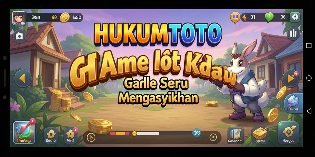 Tampilan utama gameplay HUKUMTOTO dengan karakter yang aktif.