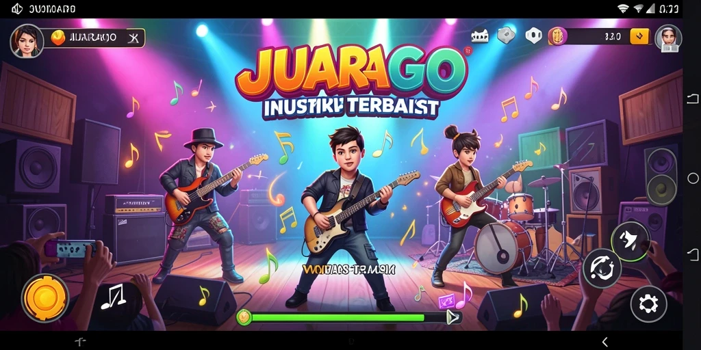 Tangkapan layar gameplay JUARAGO menampilkan aksi seru bermain musik.