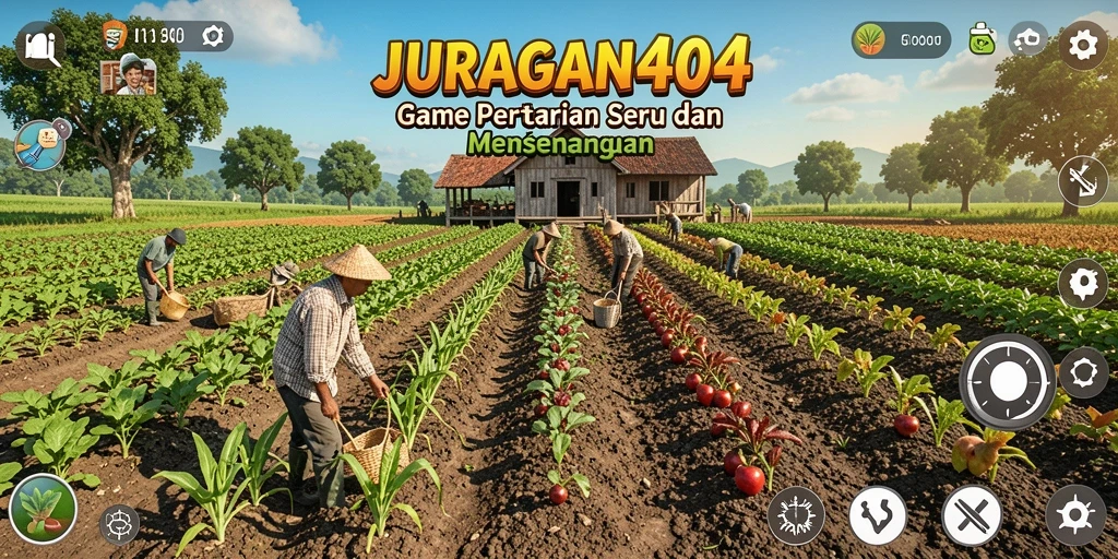 Tampilan gameplay JURAGAN404 yang menarik dengan aktivitas bertani.