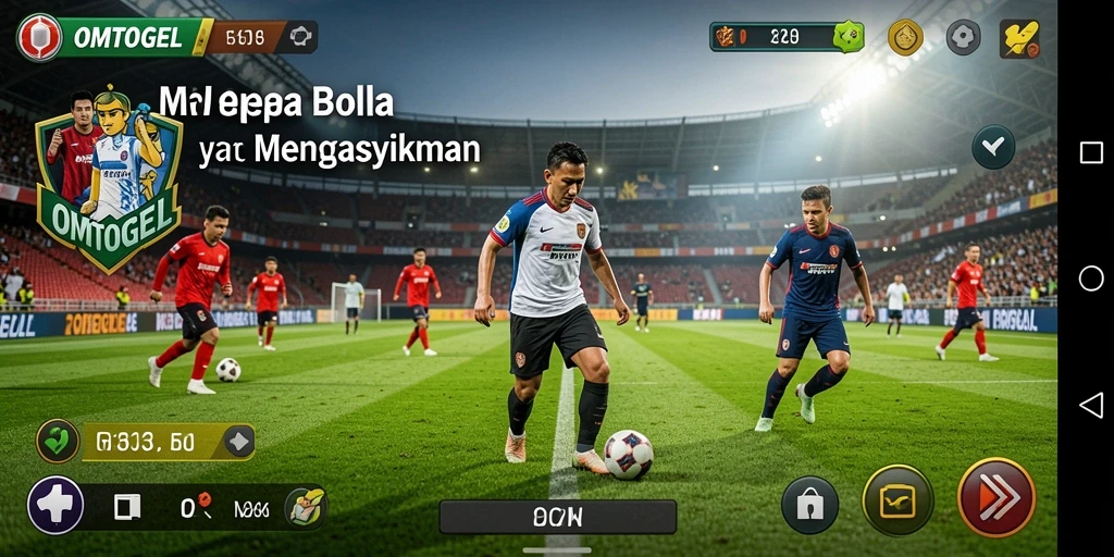 Tampilan menarik gameplay OMTOGEL yang penuh aksi sepak bola.