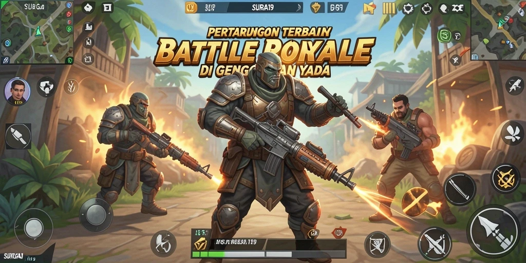 Gameplay seru dengan pertempuran intens di arena Battle Royale.