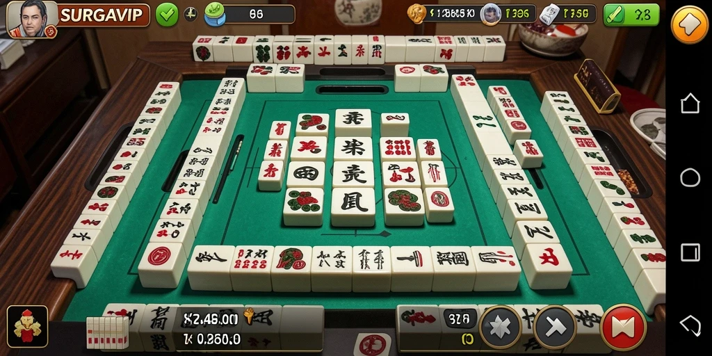 Gameplay SURGAVIP menampilkan berbagai mahjong yang menantang dan grafis yang memukau.