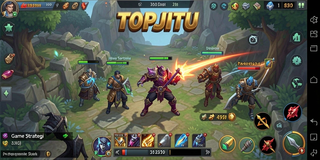 Screenshot gameplay yang menampilkan pertempuran strategi SLG.
