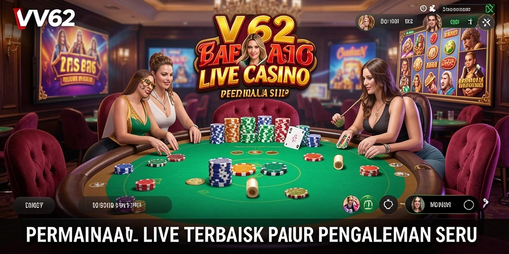 Tampilan gameplay Live Casino di VV62 yang menegangkan dan interaktif.